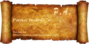 Panka András névjegykártya
